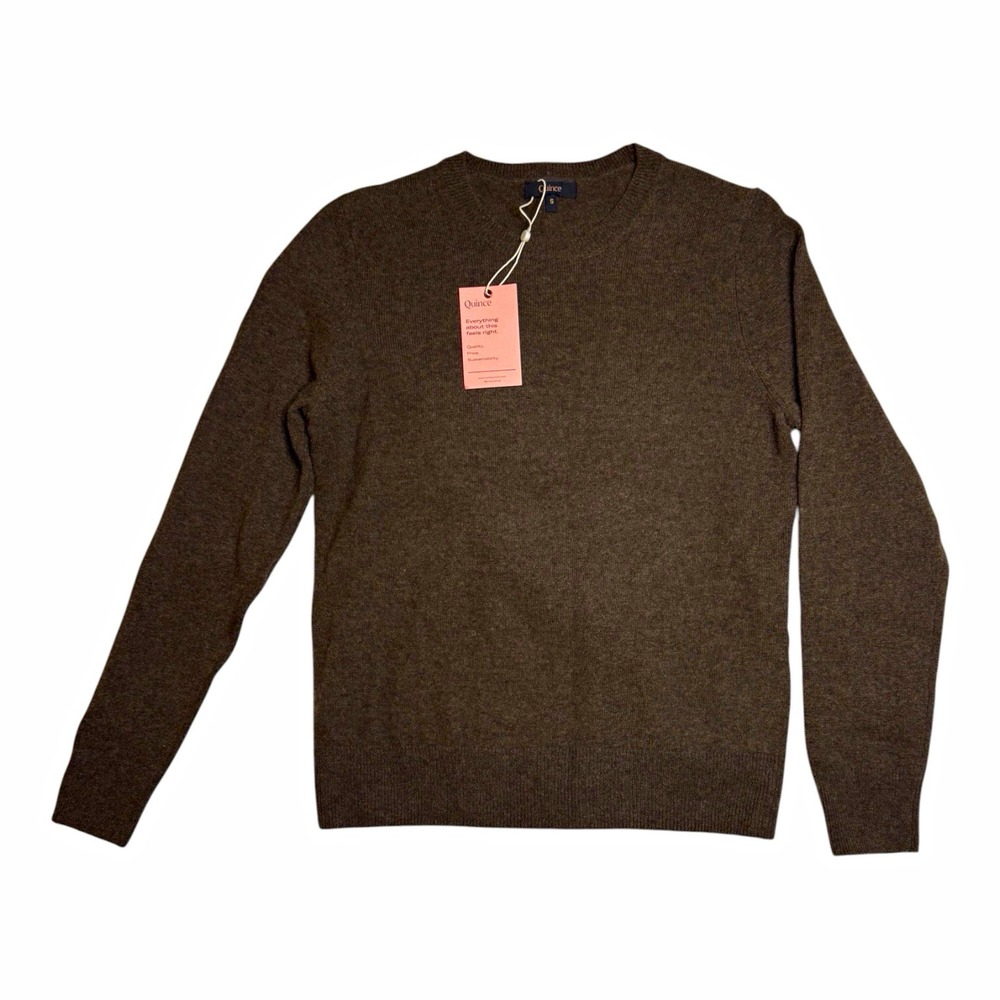 New! Women's Brown Quince Mongolian Cashmere Crewneck Sweater Sz S